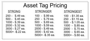 asset tags pricing